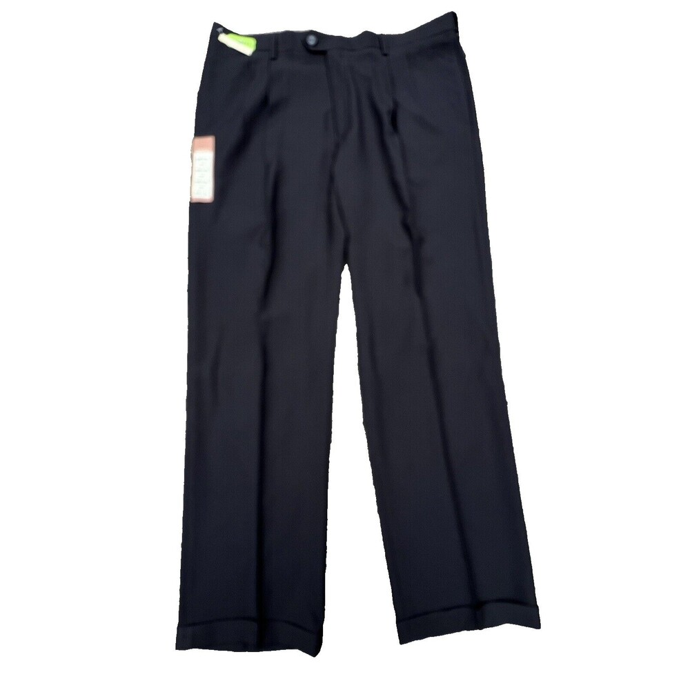 Haggar Eclo Stria Classic Fit Pleated Black Dress Pants  40Wx32L NWT Repreve